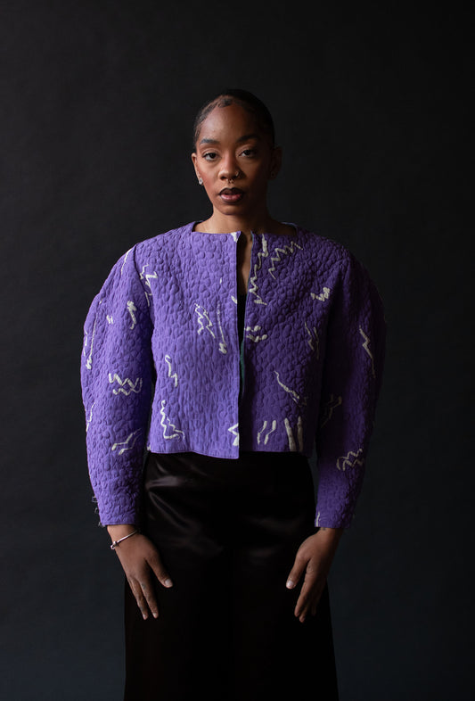 Purple Quilted Silk Coat | Michael Vollbracht
