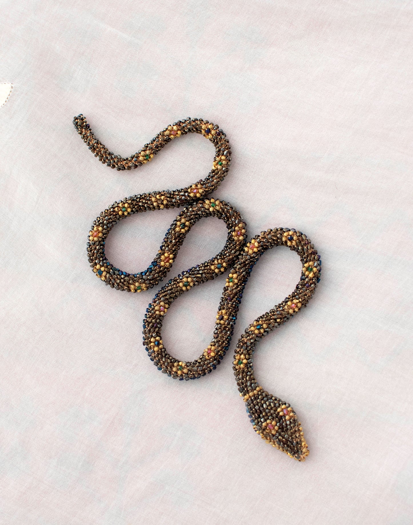 Bead Crochet Snake | Gold Gleam Flower
