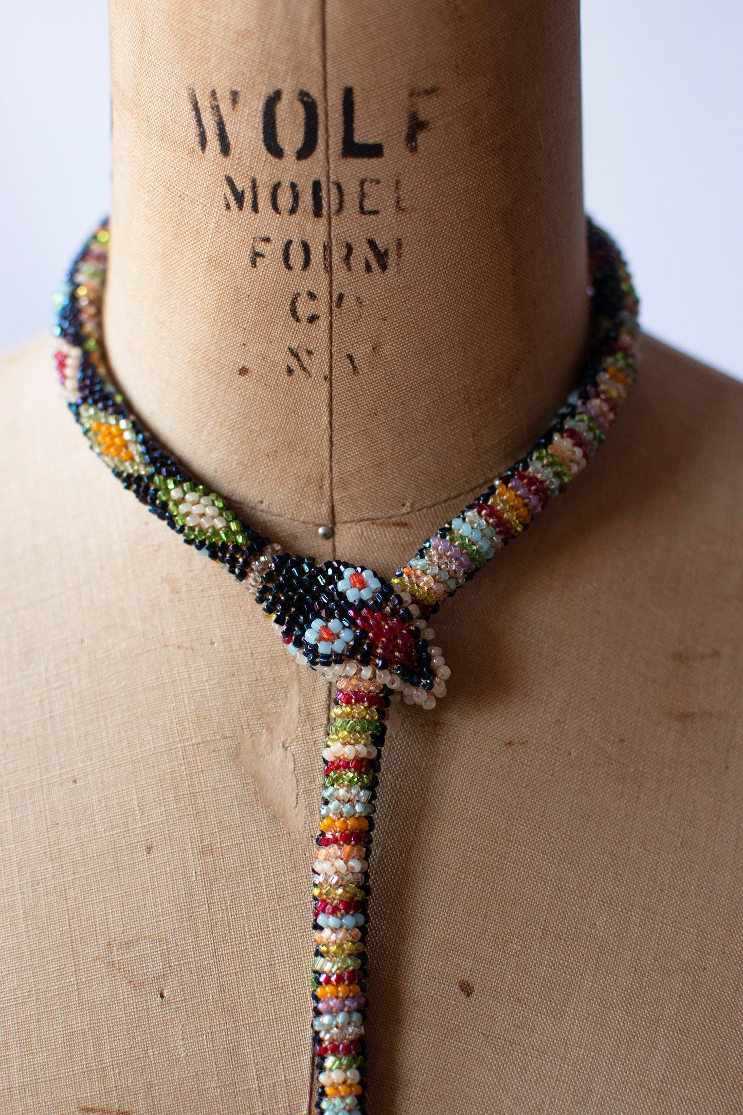 Bead Crochet Snake | Rainbow Oil Slick Diamond