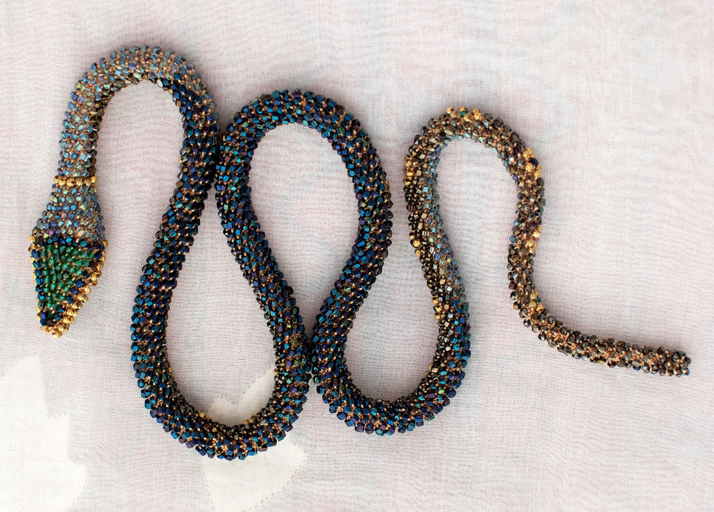 Bead Crochet Snake | Gold Gleam Flower