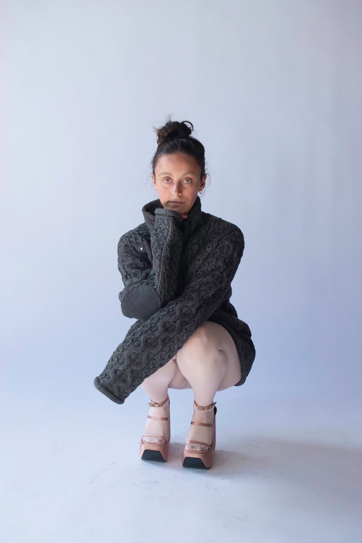 Gray Mirrored Wool Sweater | Jean Paul Gaultier