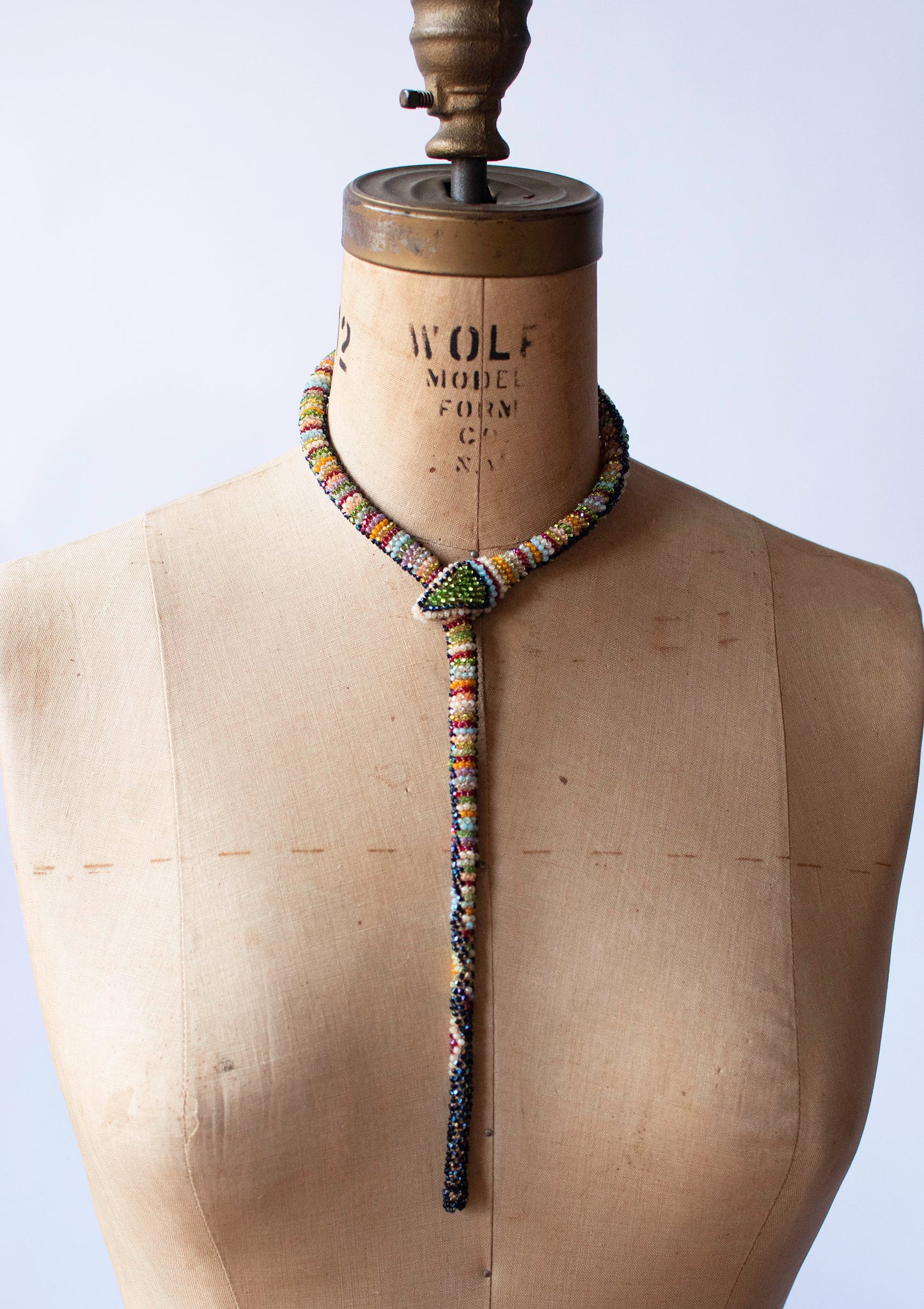Bead Crochet Snake | Rainbow Oil Slick Diamond