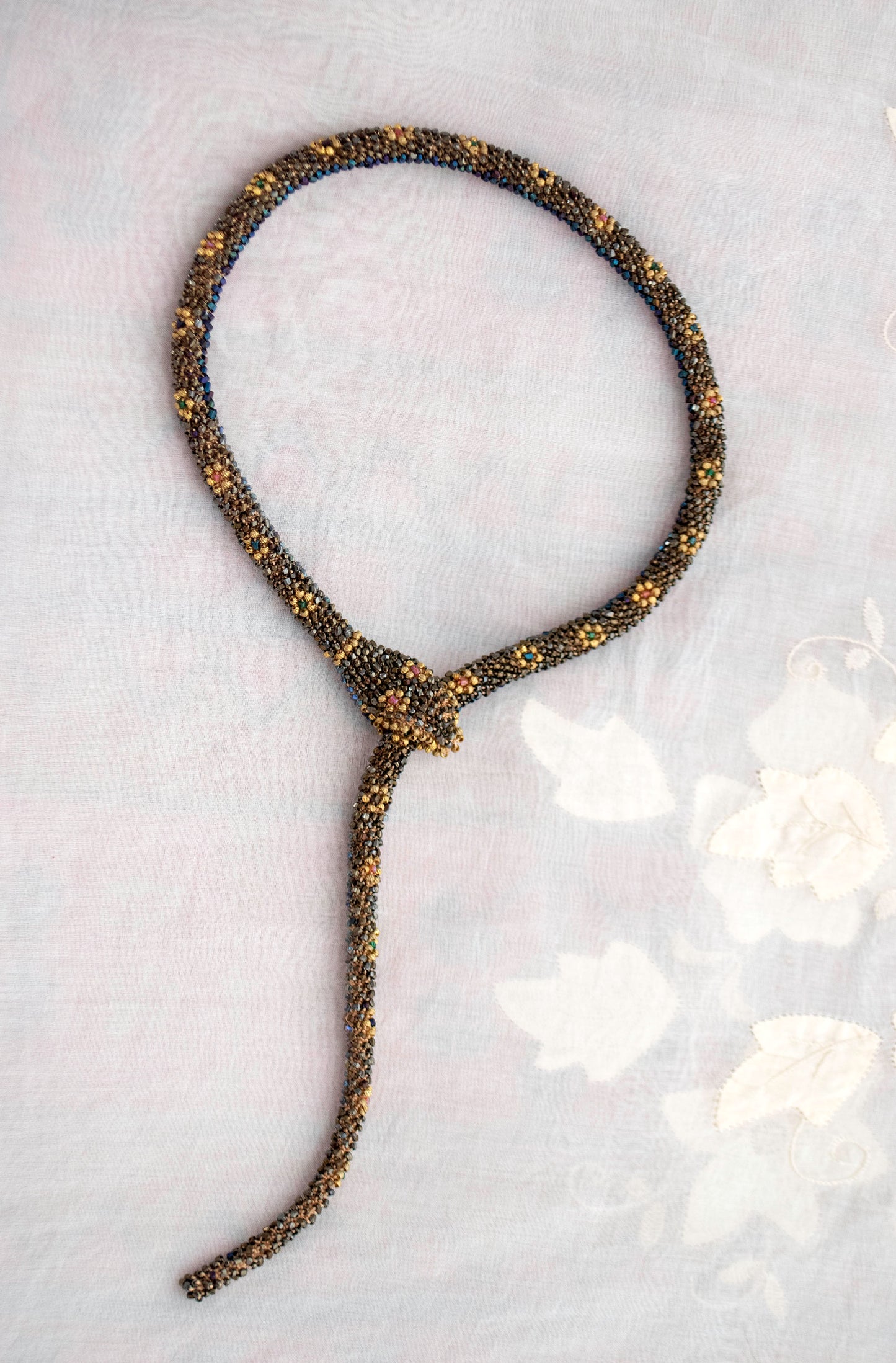 Bead Crochet Snake | Gold Gleam Flower