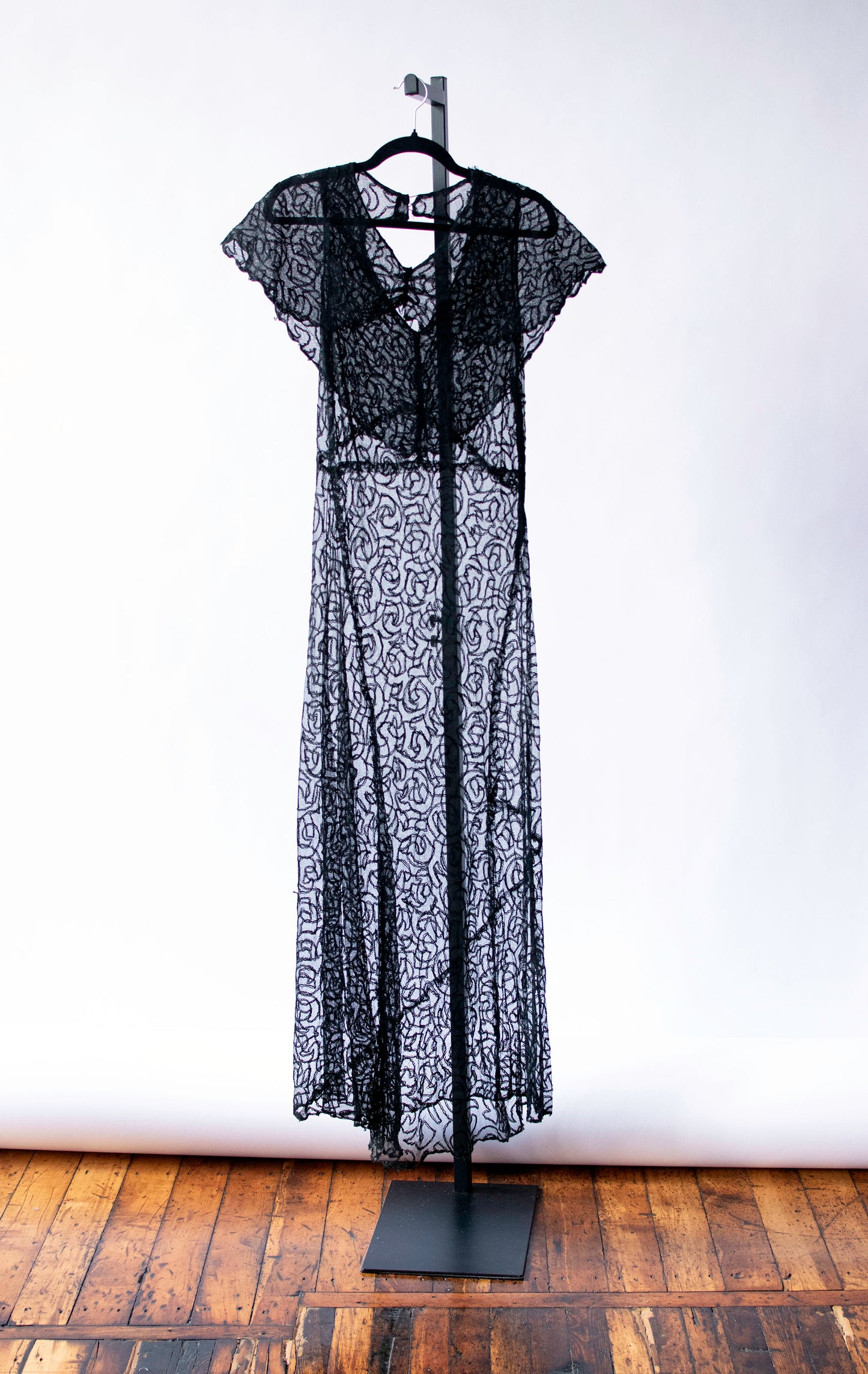 1930s Embroidered Net  Dress