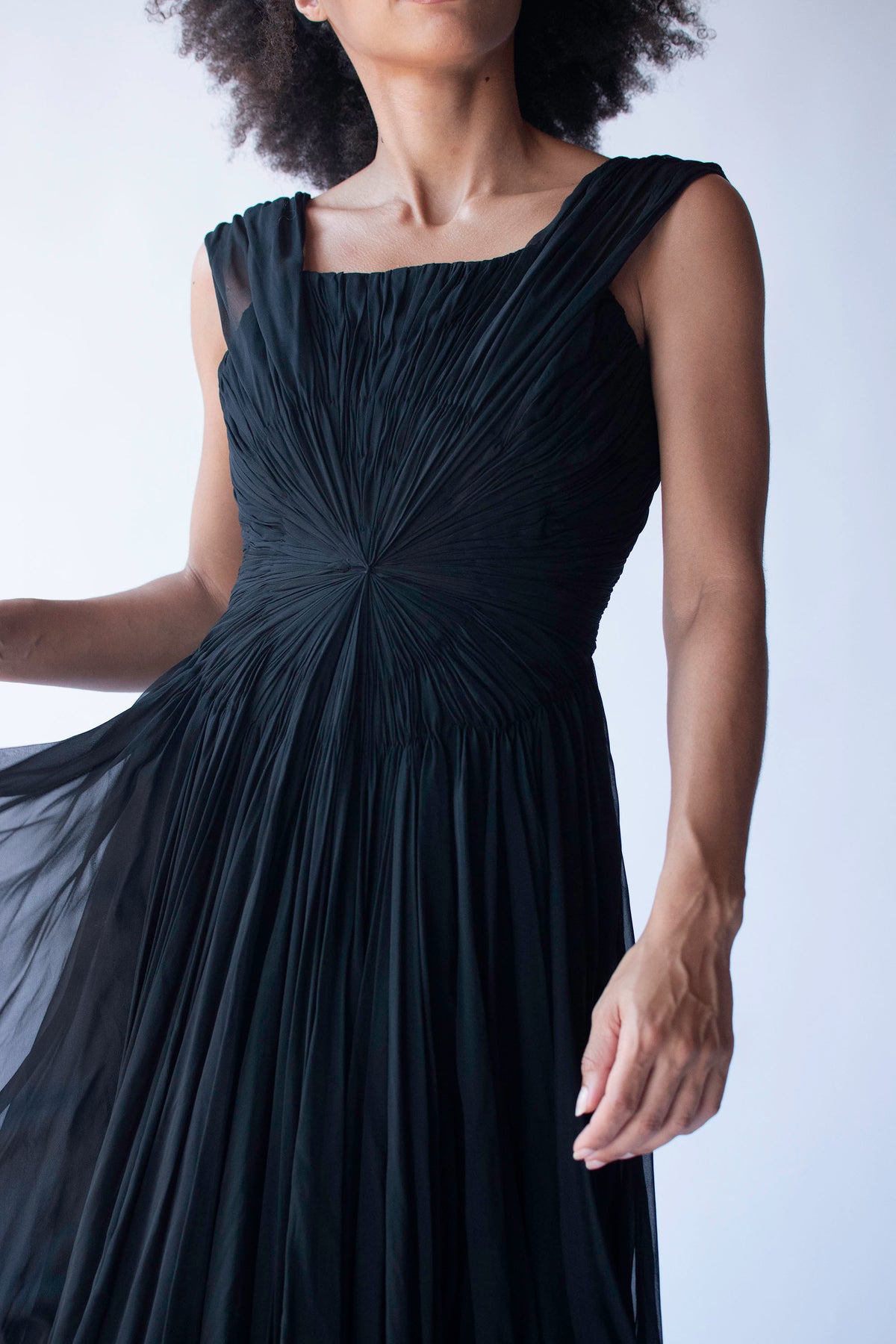 1950s Gathered Chiffon Dress | Nanty