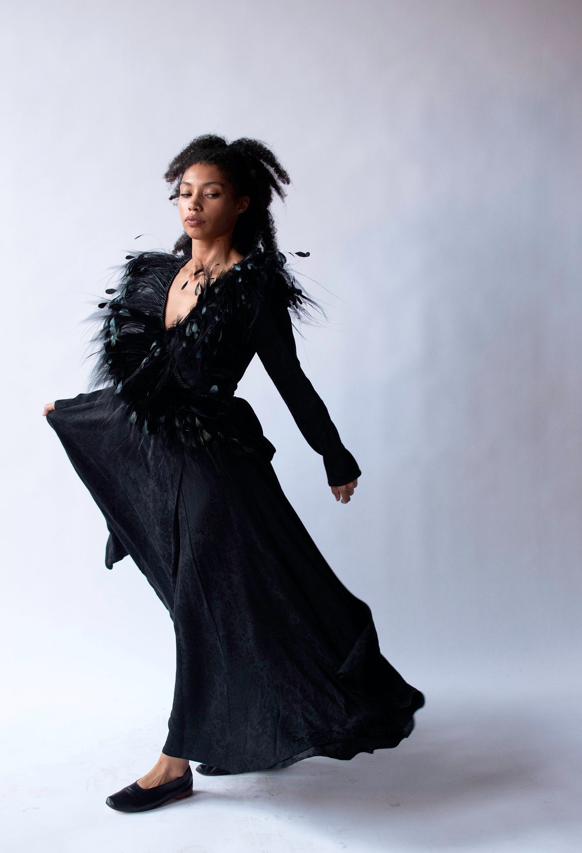 Feather Trim Silk Dress | Nina Ricci