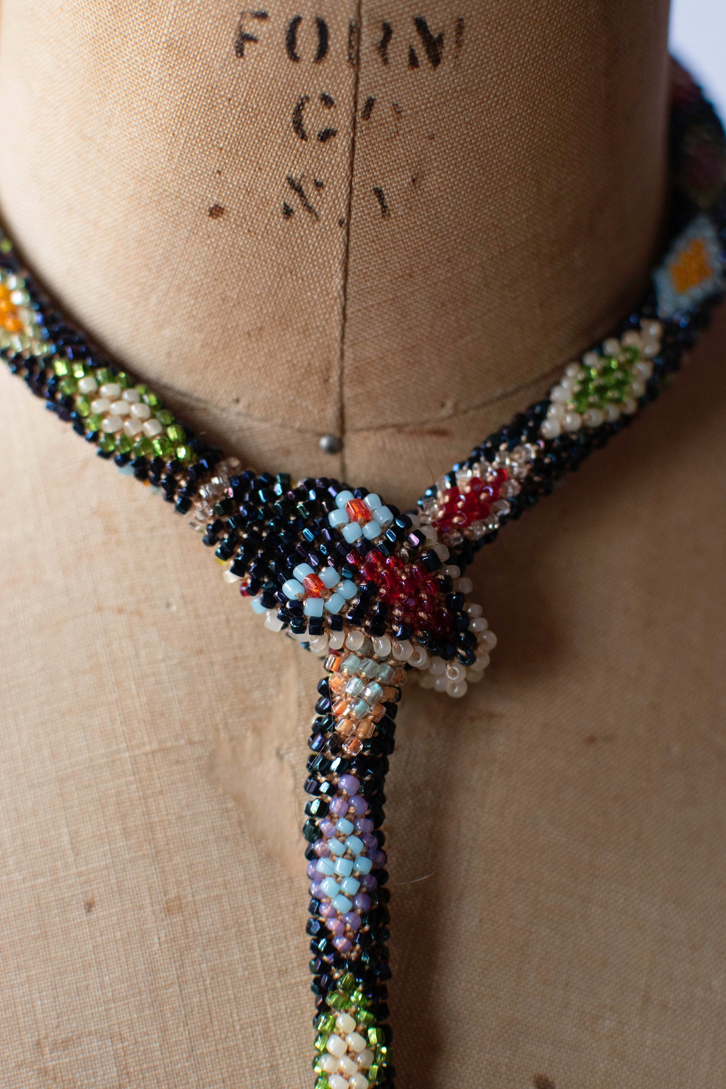 Bead Crochet Snake | Rainbow Oil Slick Diamond