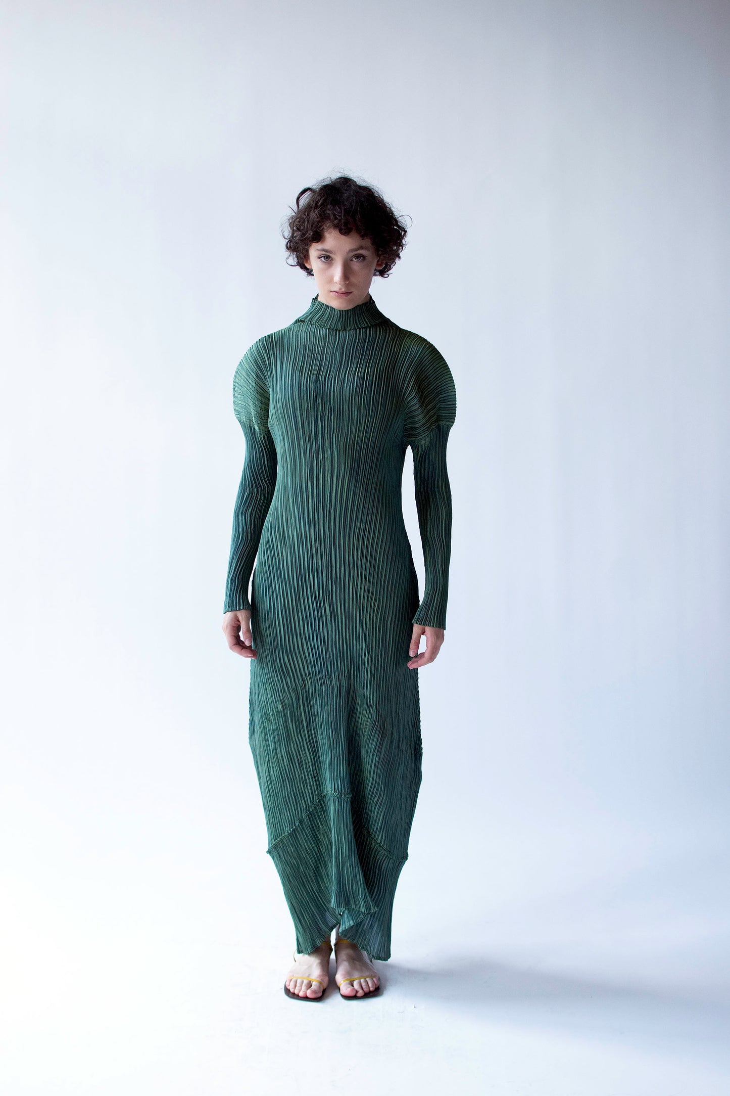 Iridescent Pleated Green Dress | ssey Miyake FW 1995