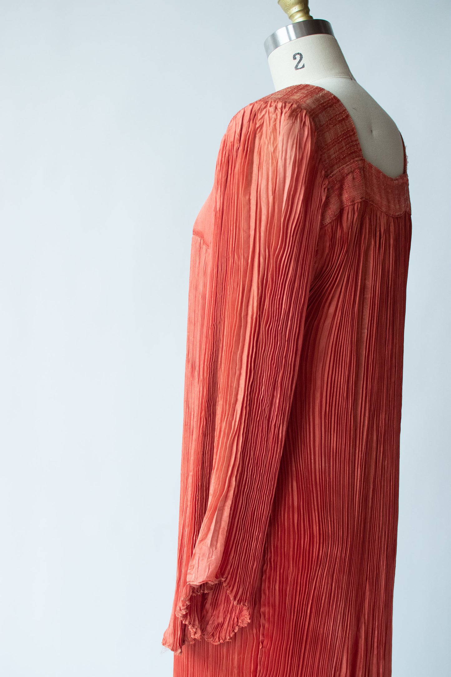 1970s Pleated Red Dress