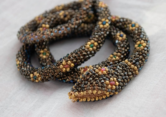 Bead Crochet Snake | Gold Gleam Flower