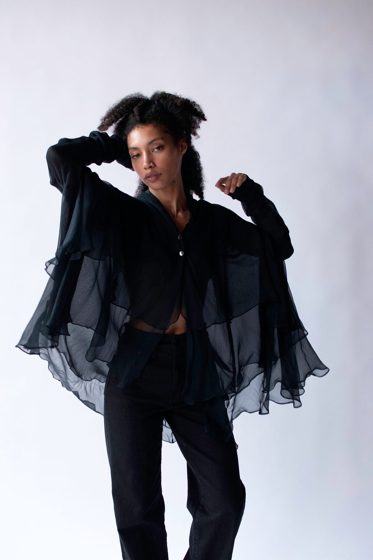 1990s Black Chiffon Top | Complice by Dolce & Gabbana