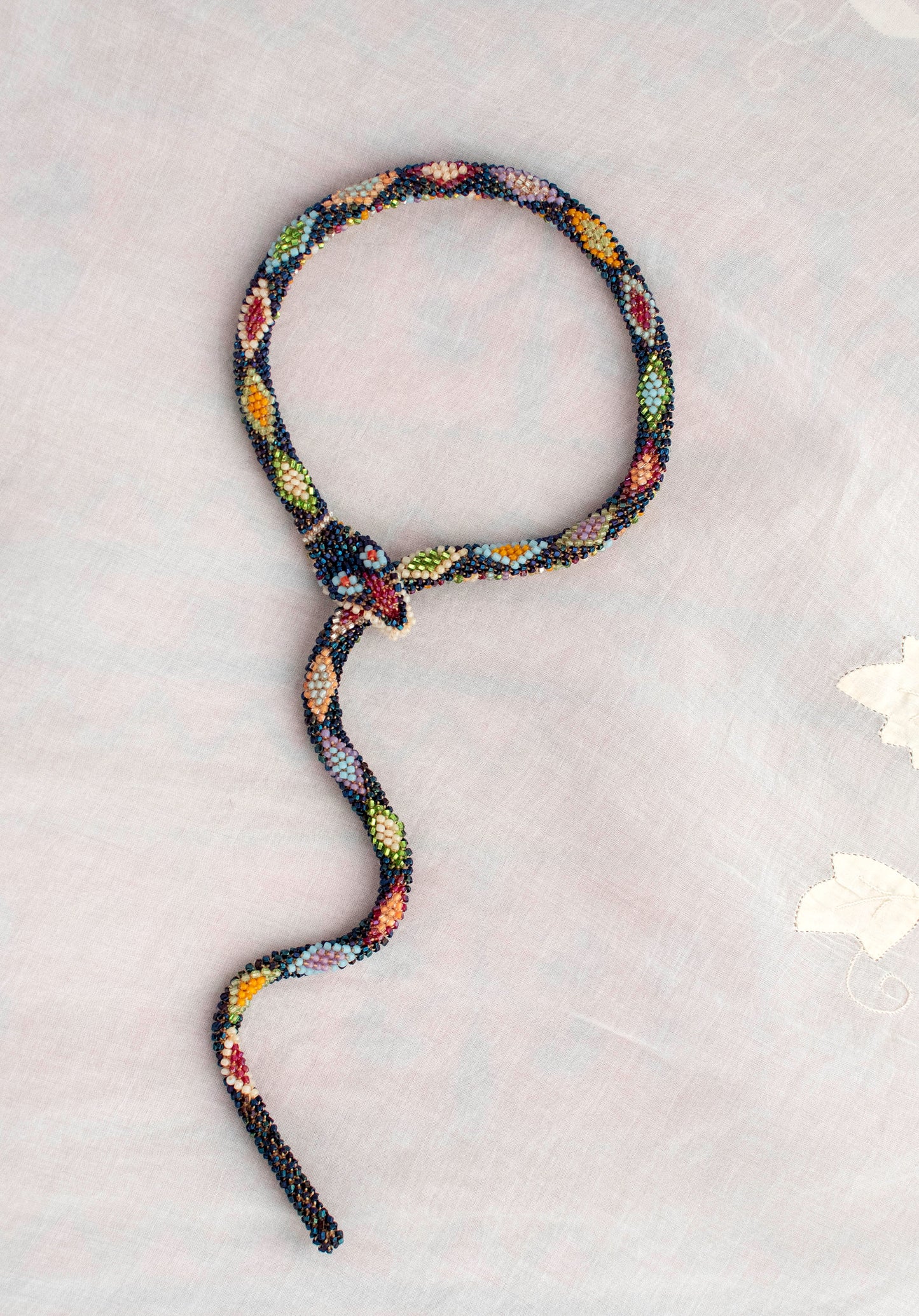 Bead Crochet Snake | Rainbow Oil Slick Diamond