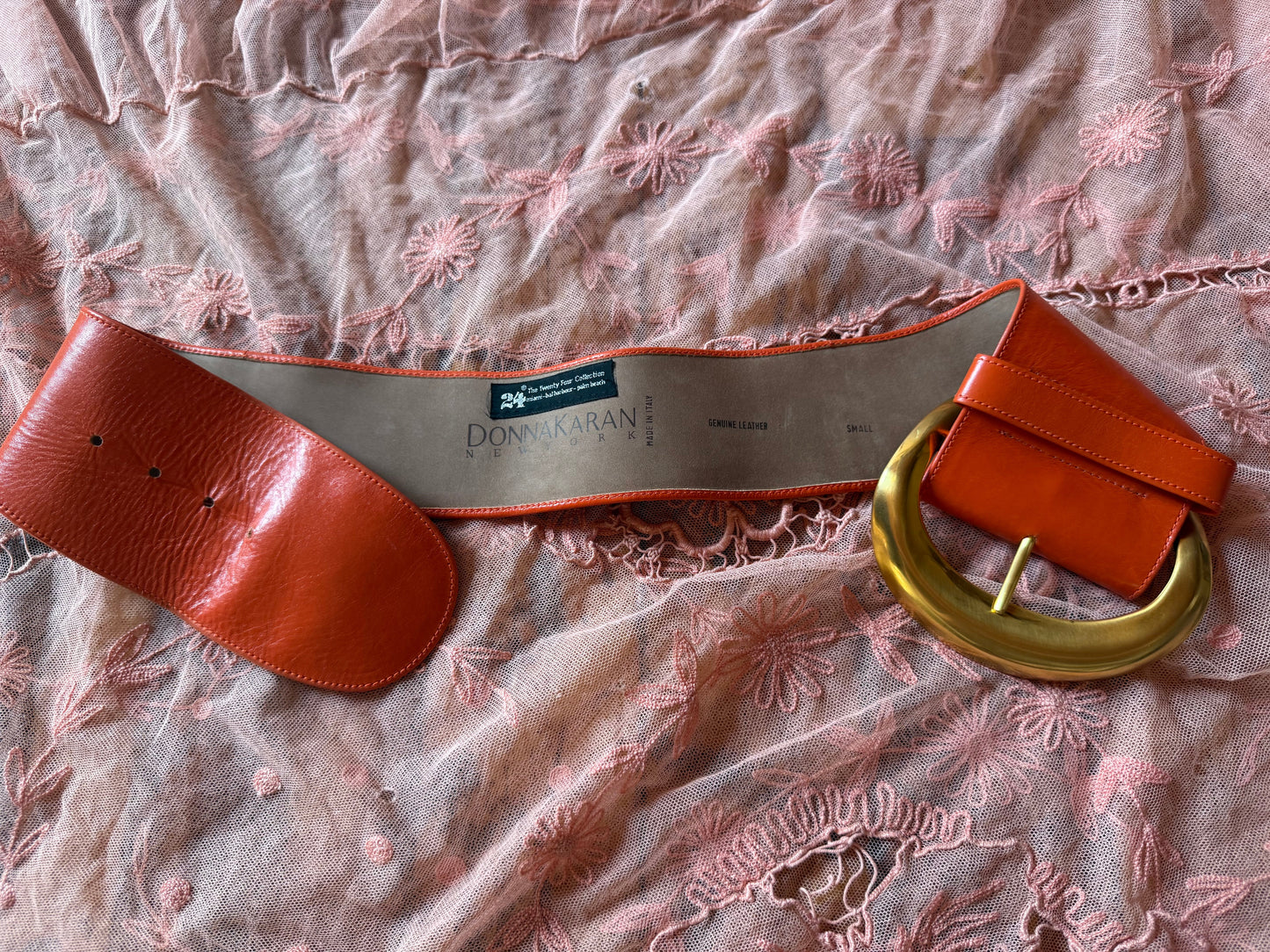 1990s Orange Leather Belt | Donna Karan