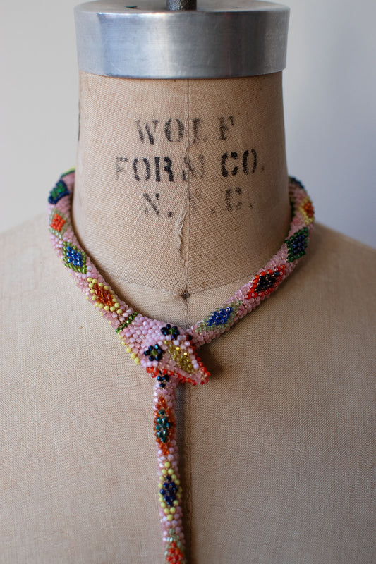 Bead Crochet Snake | Pink Multi Color Diamond