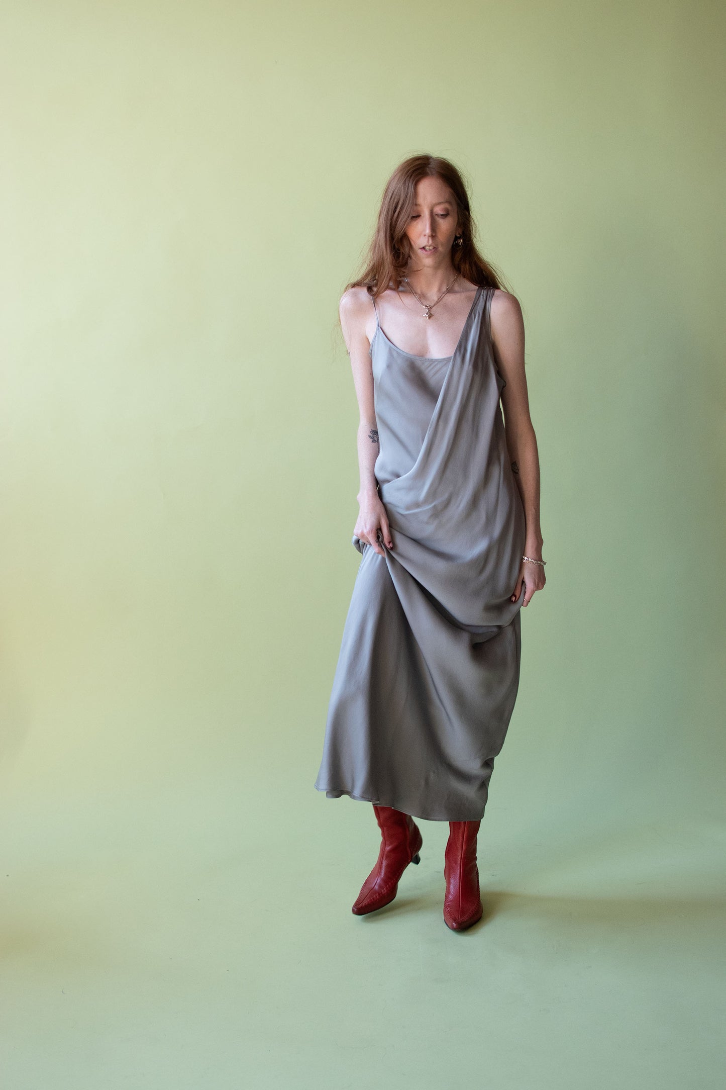 Gray Silk Slip Dress | Amanda Wakeley