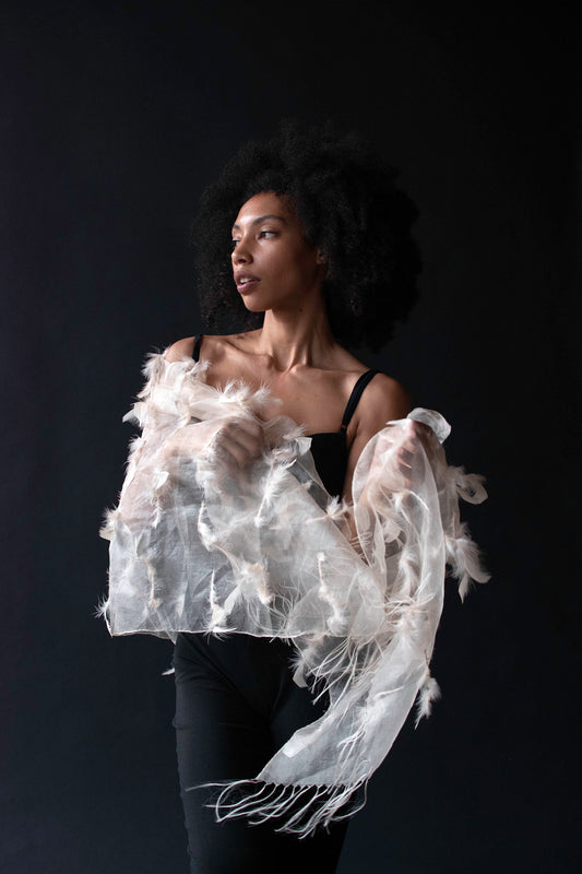 Silk Organza Feather Shawl