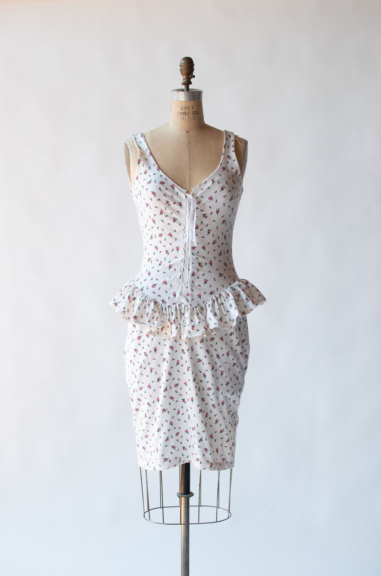 1980s Rose Print Lace Up Dress | Betsey Johnson Punk Label