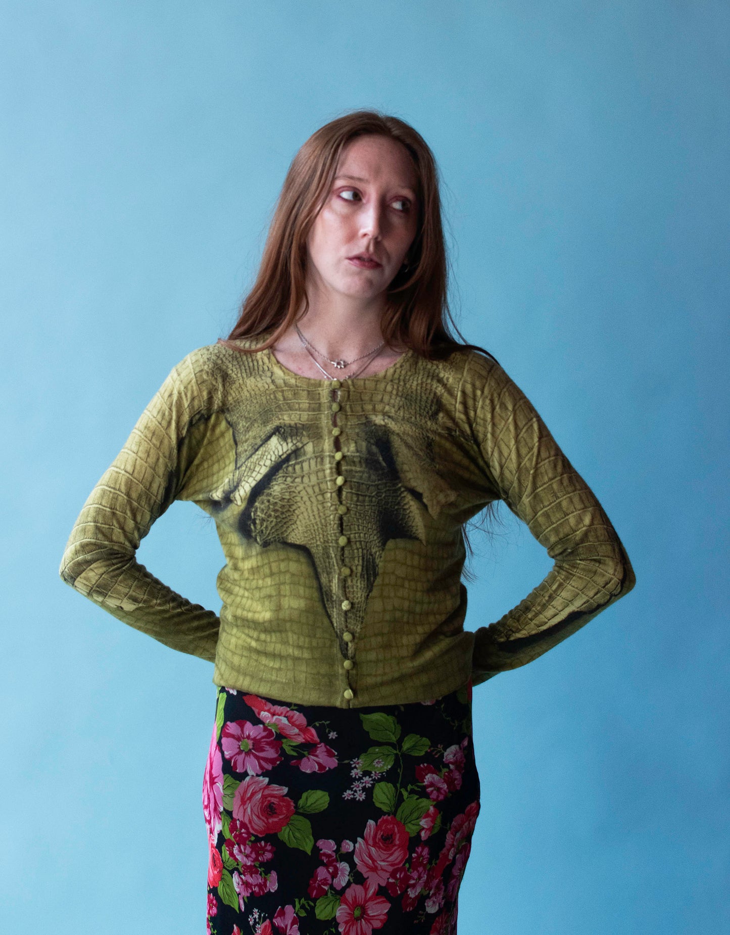 Alligator Print Cashmere Cardigan | John Galliano