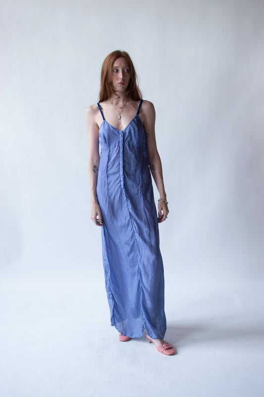 Periwinkle silk slip dress