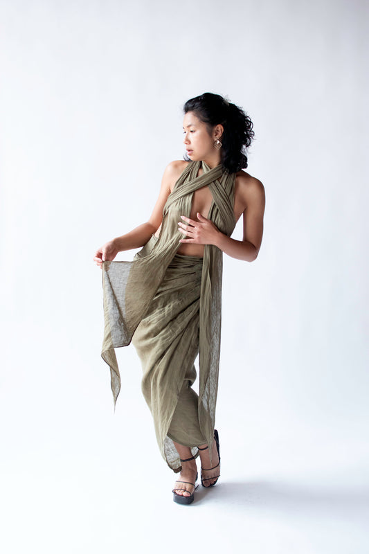 Convertible Linen Wrap Skirt / Dress | Romeo Gigli for Callahan 1989