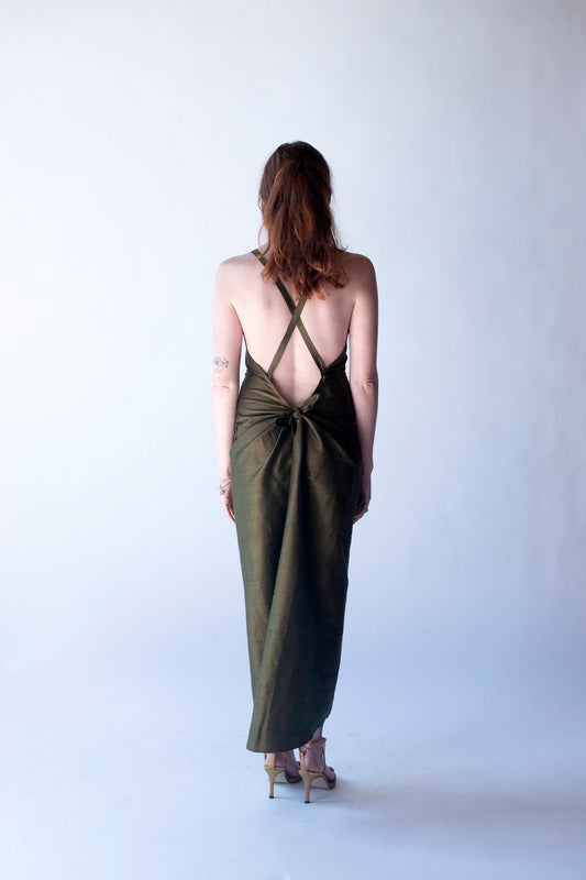 Olive Silk Dress | Stephan Janson