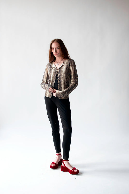 Cashmere Snakeskin print Cardigan | John Galliano