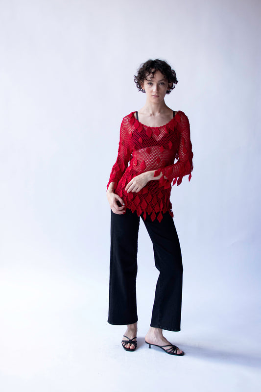 Red Crochet  Leaf Top | Moschino Cheap and Chic