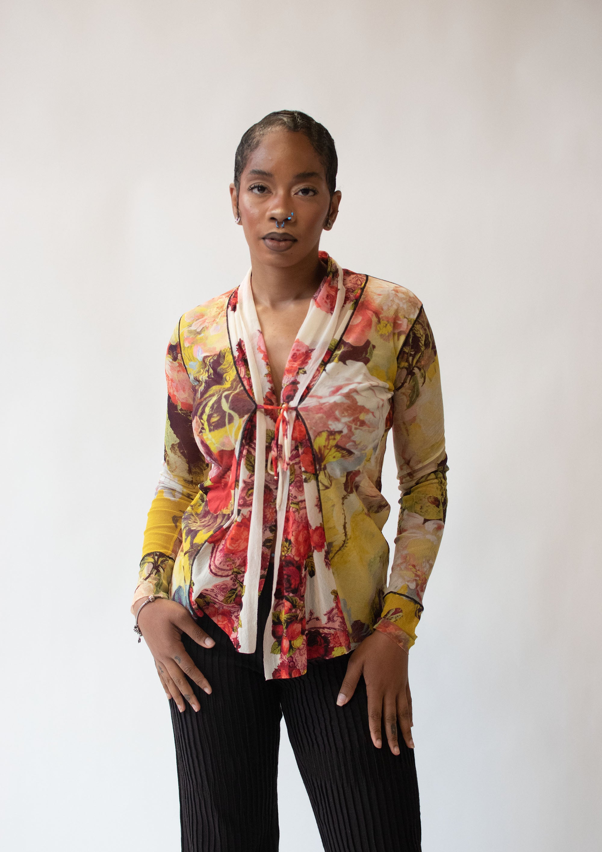 Floral Print Mesh Shirt | Jean Paul Gaultier