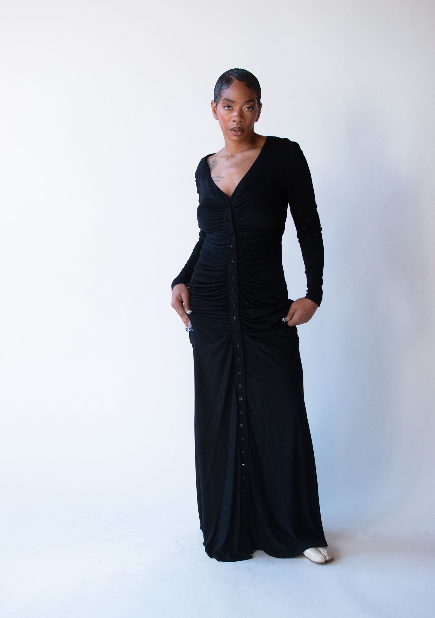 Black Ruched Gown | Jaques Fath