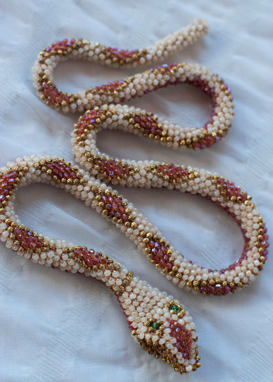 Bead Crochet Snake | Antique Pearl Diamond