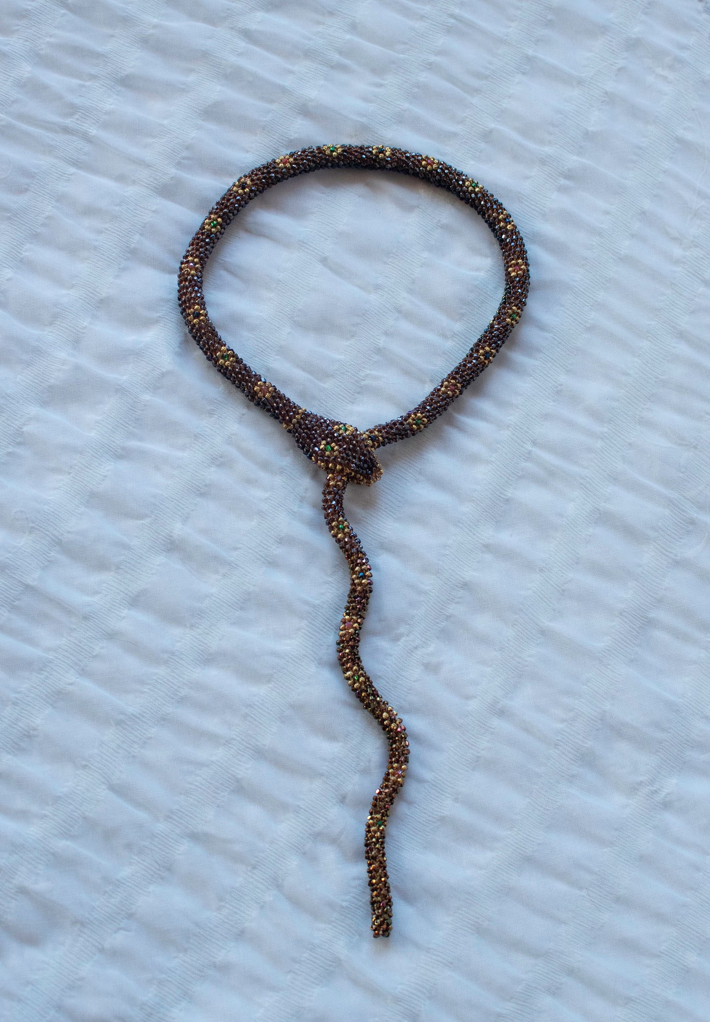 Bead Crochet Snake | Sparkly Brown Flower