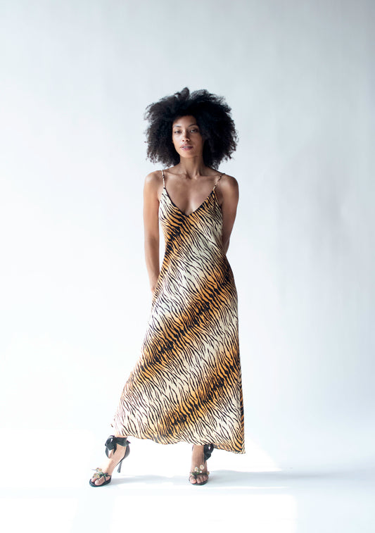 Y2K Tiger Print Slip Dress