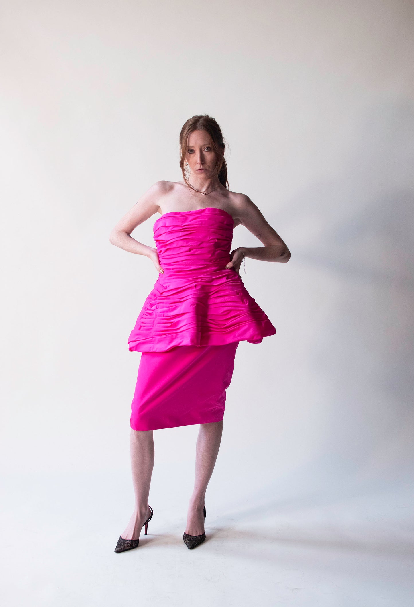 Shocking Pink Sculptural Dress | Victor Costa