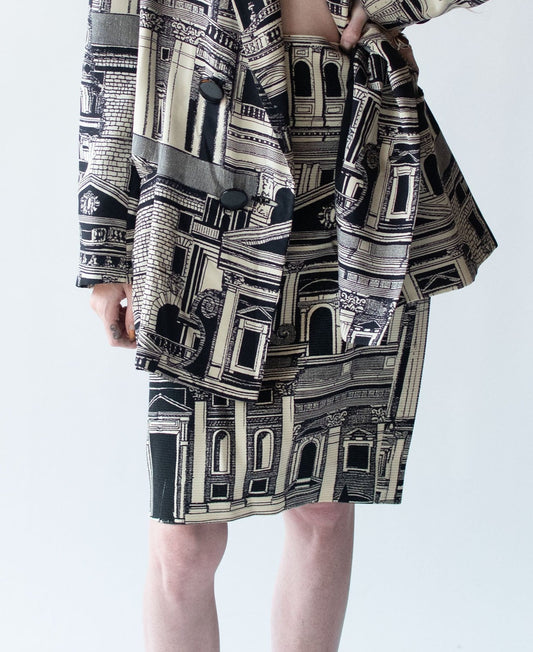 1980s Architectural Print Skirt | Genny