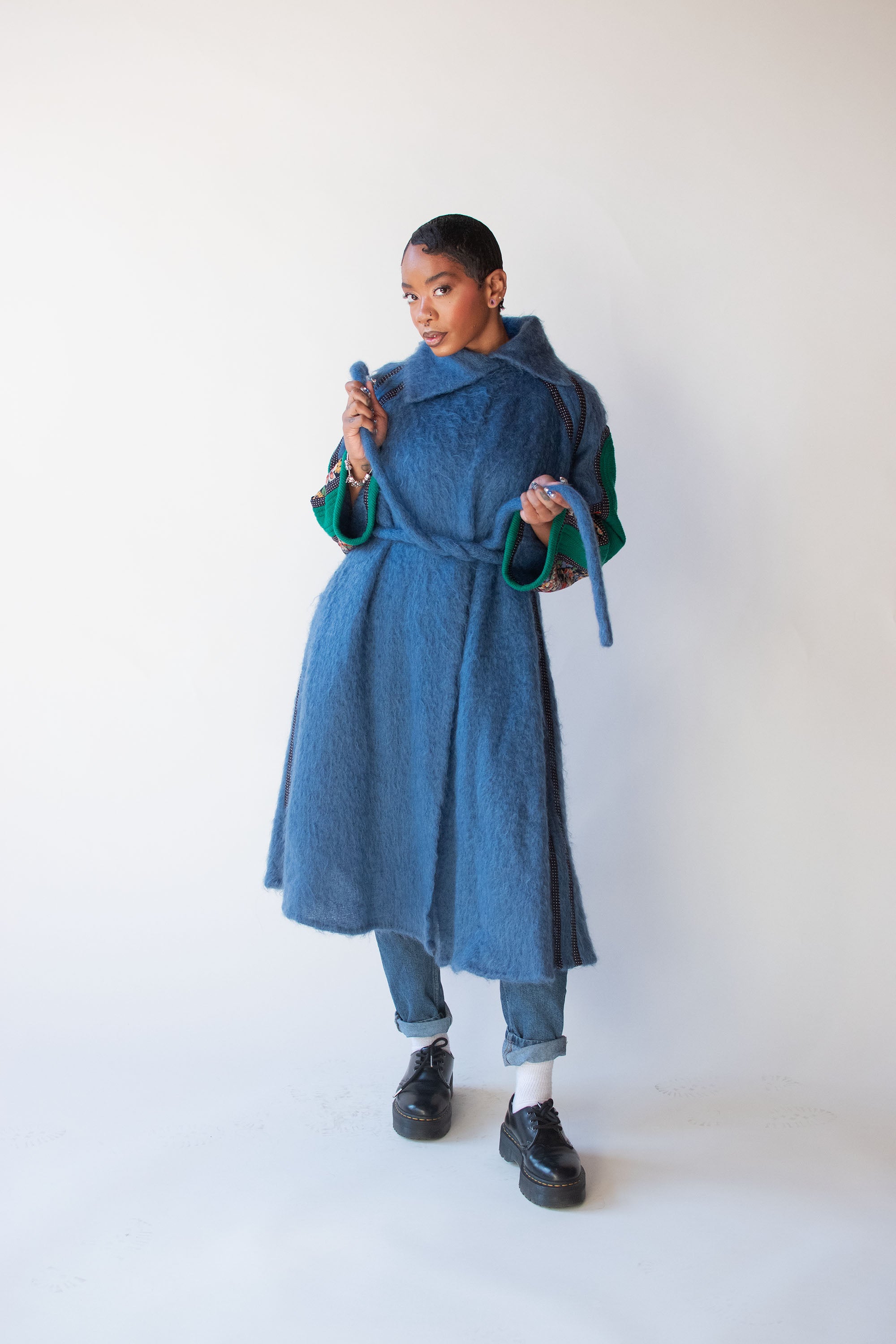 Blue shop mohair coat