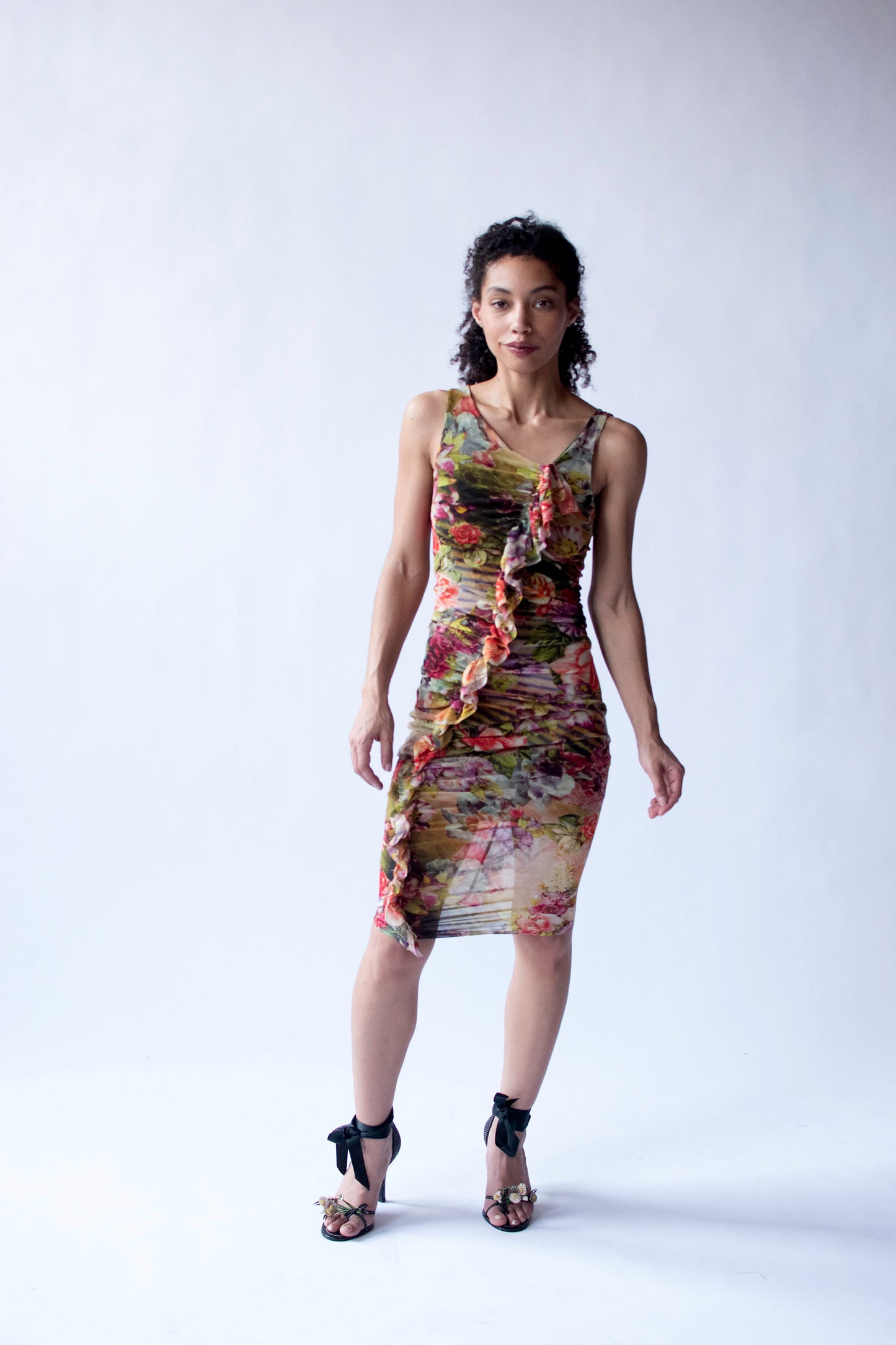 Floral Print Mesh Dress | Jean Paul Gaultier