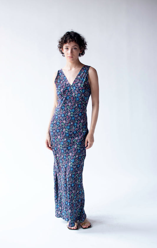 1930s Dark Floral Print Dress