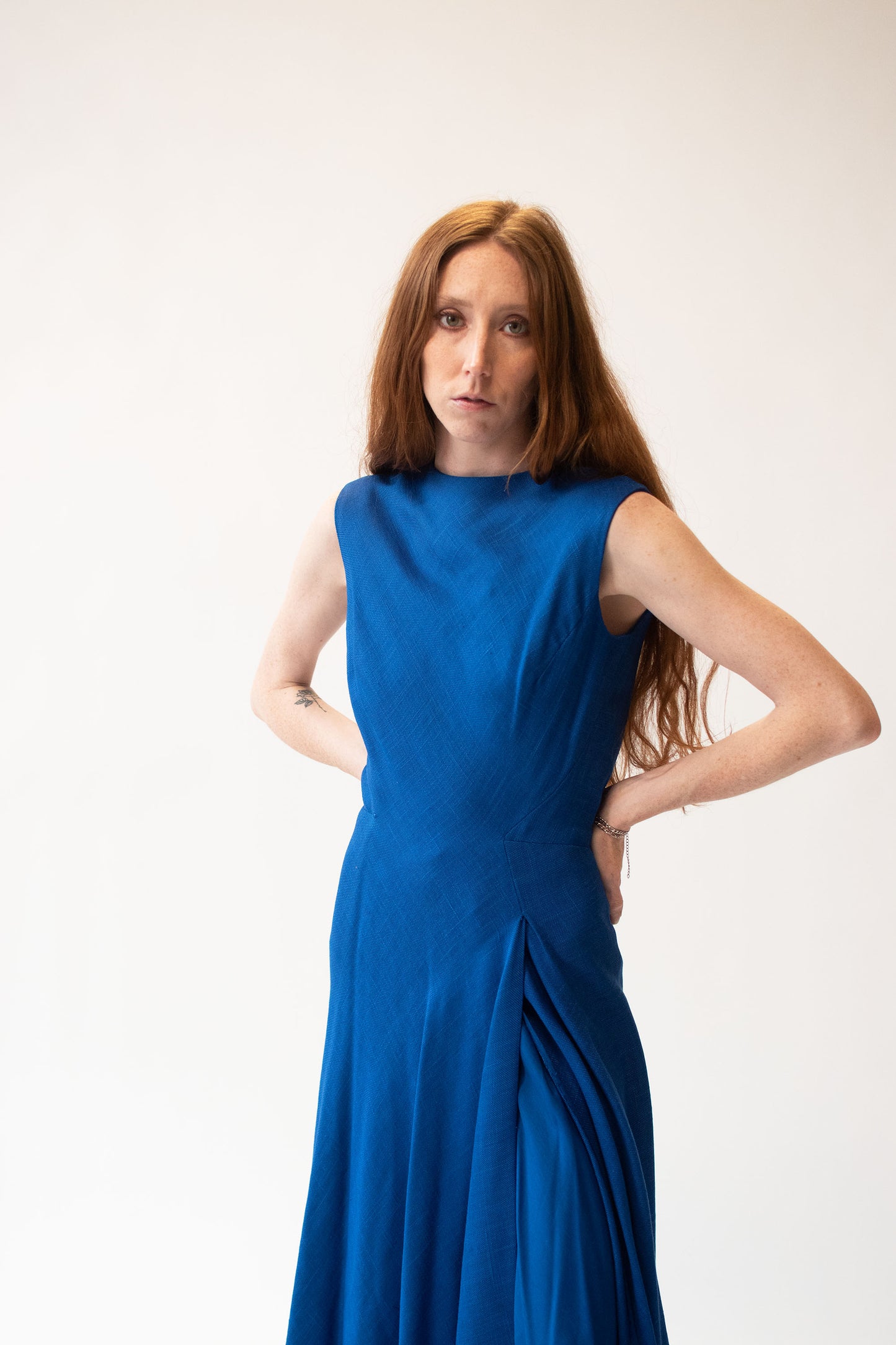 1960s Cobalt Blue Linen Dress | Pauline Trigere
