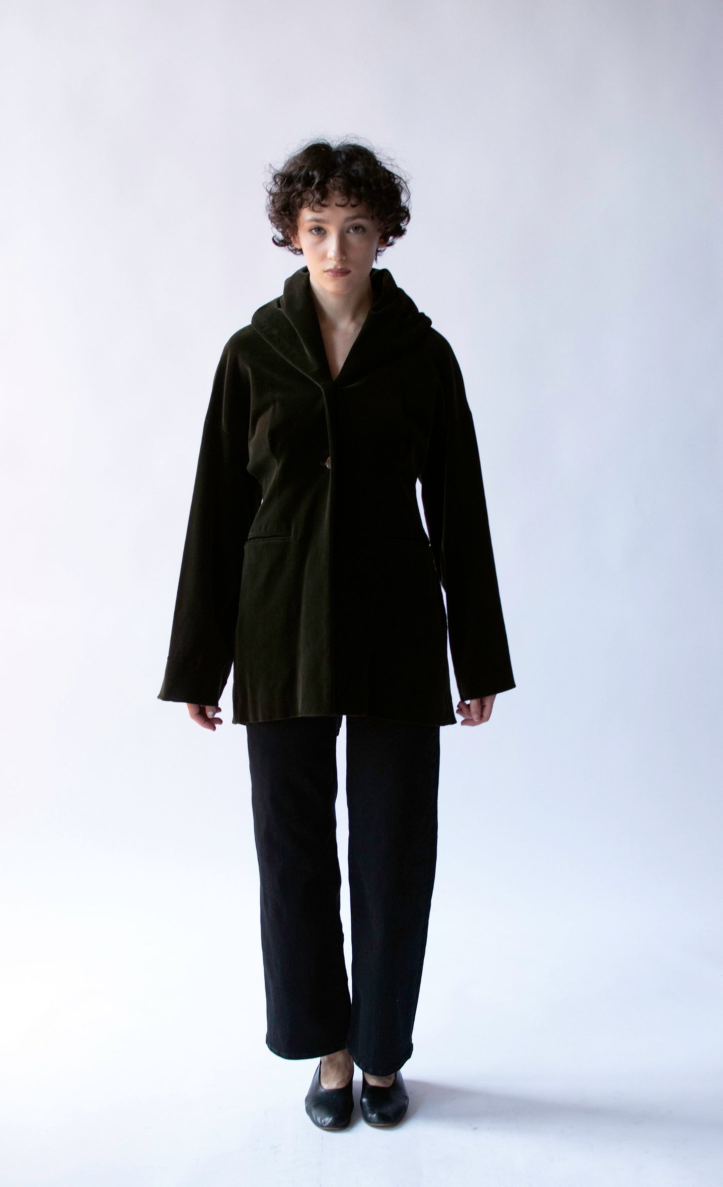 Olive Velvet jacket. Romeo Gigli FW 1989