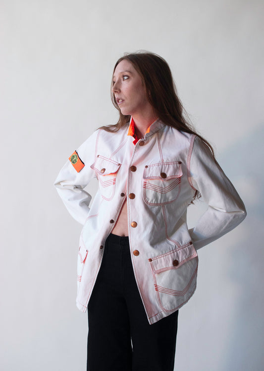 White Jacket w/ Contrast Stitching | Gaultier Jeans
