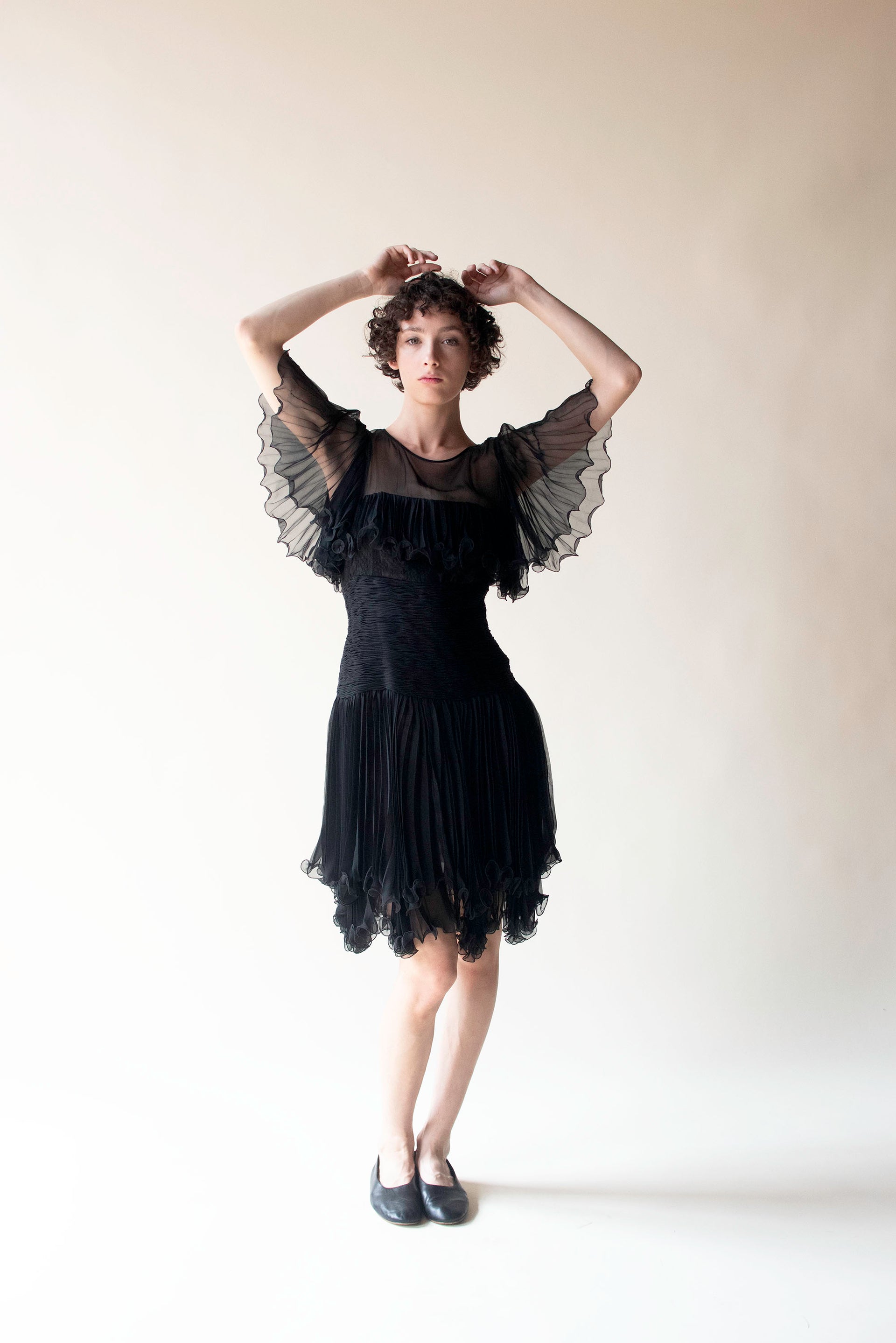 open lace back dress Pleated Silk Dress