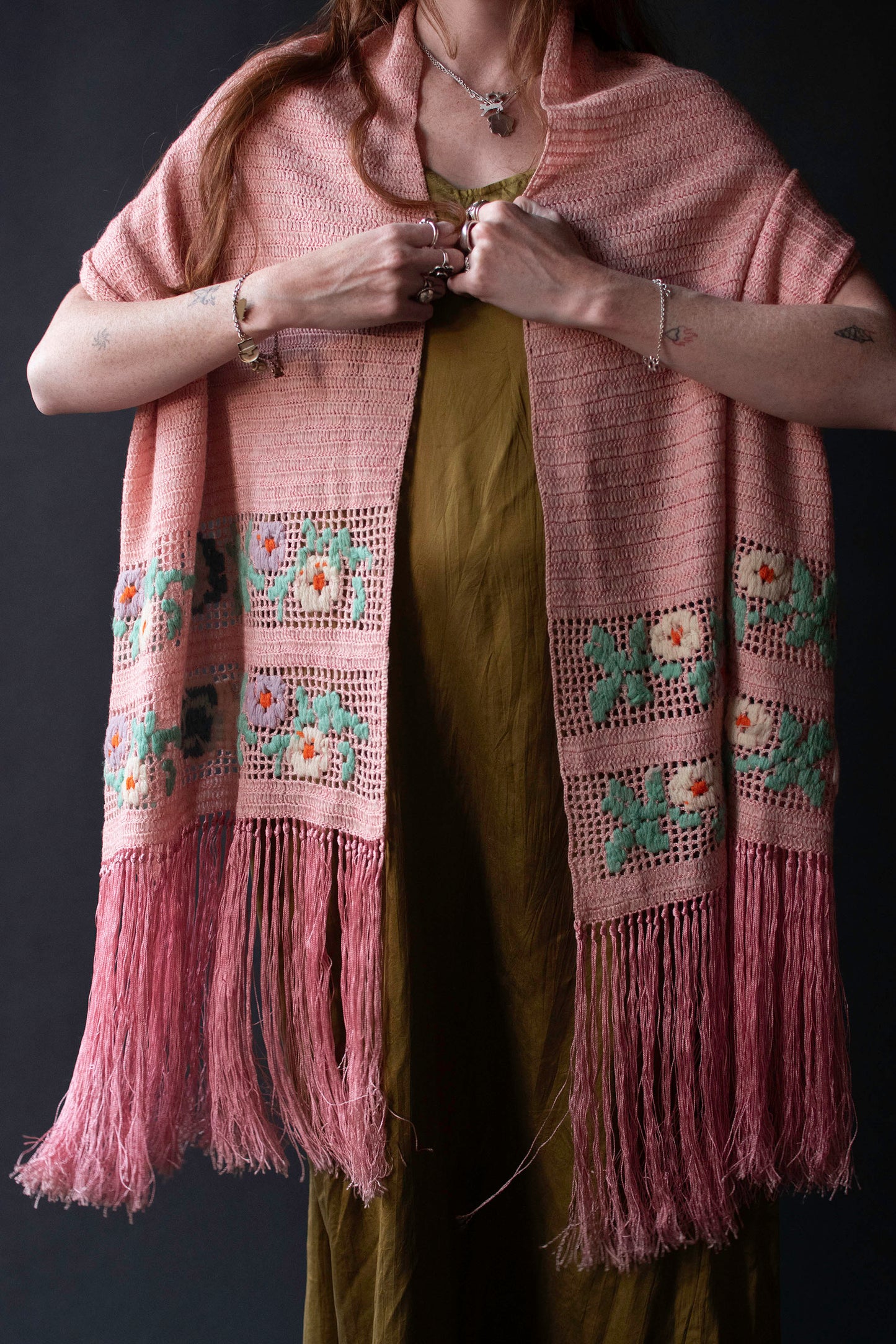 1920s Crochet Fringe Shawl