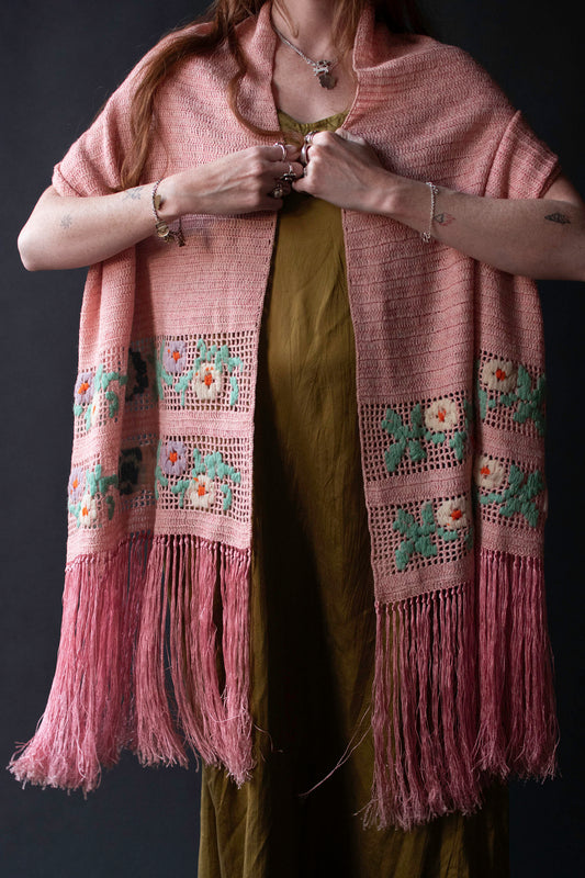1920s Crochet Fringe Shawl