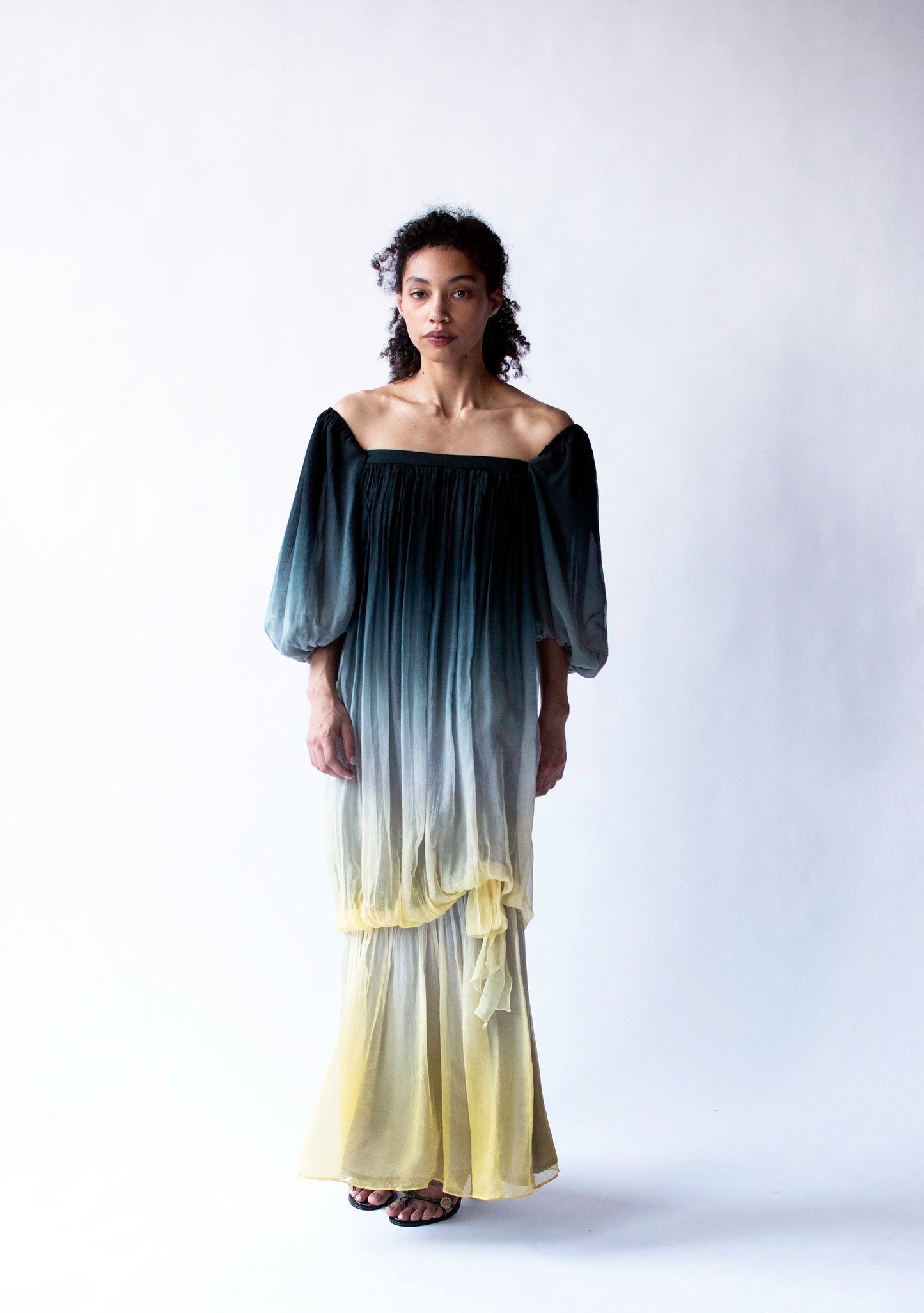 1970s Ombre Chiffon Dress