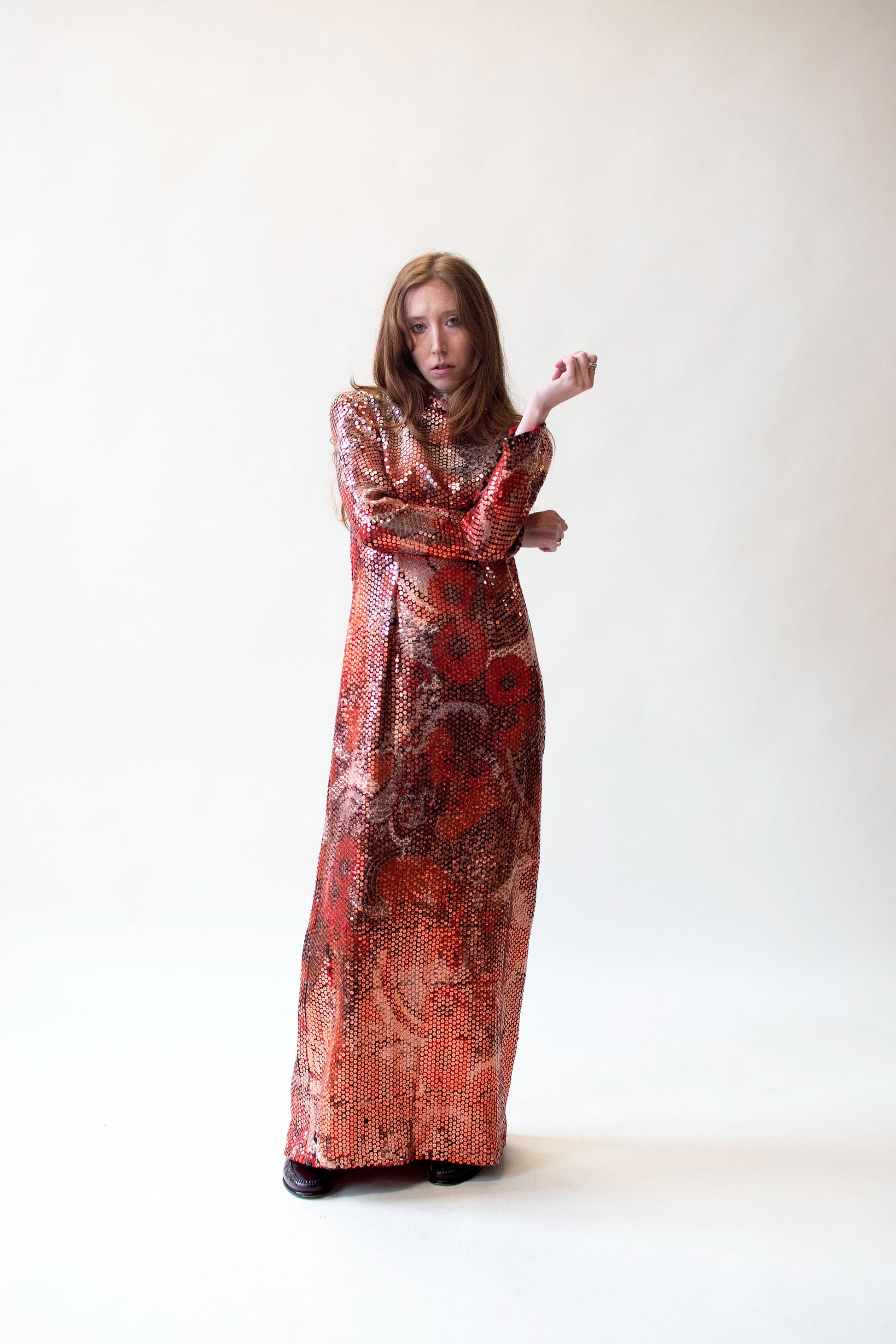 1970s red dress Vintage 1970's 80's Red Maxi Dress With Ruffled Accents XS