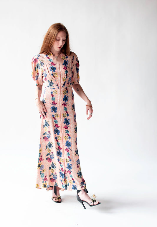 1940s Floral Print Dressing Gown