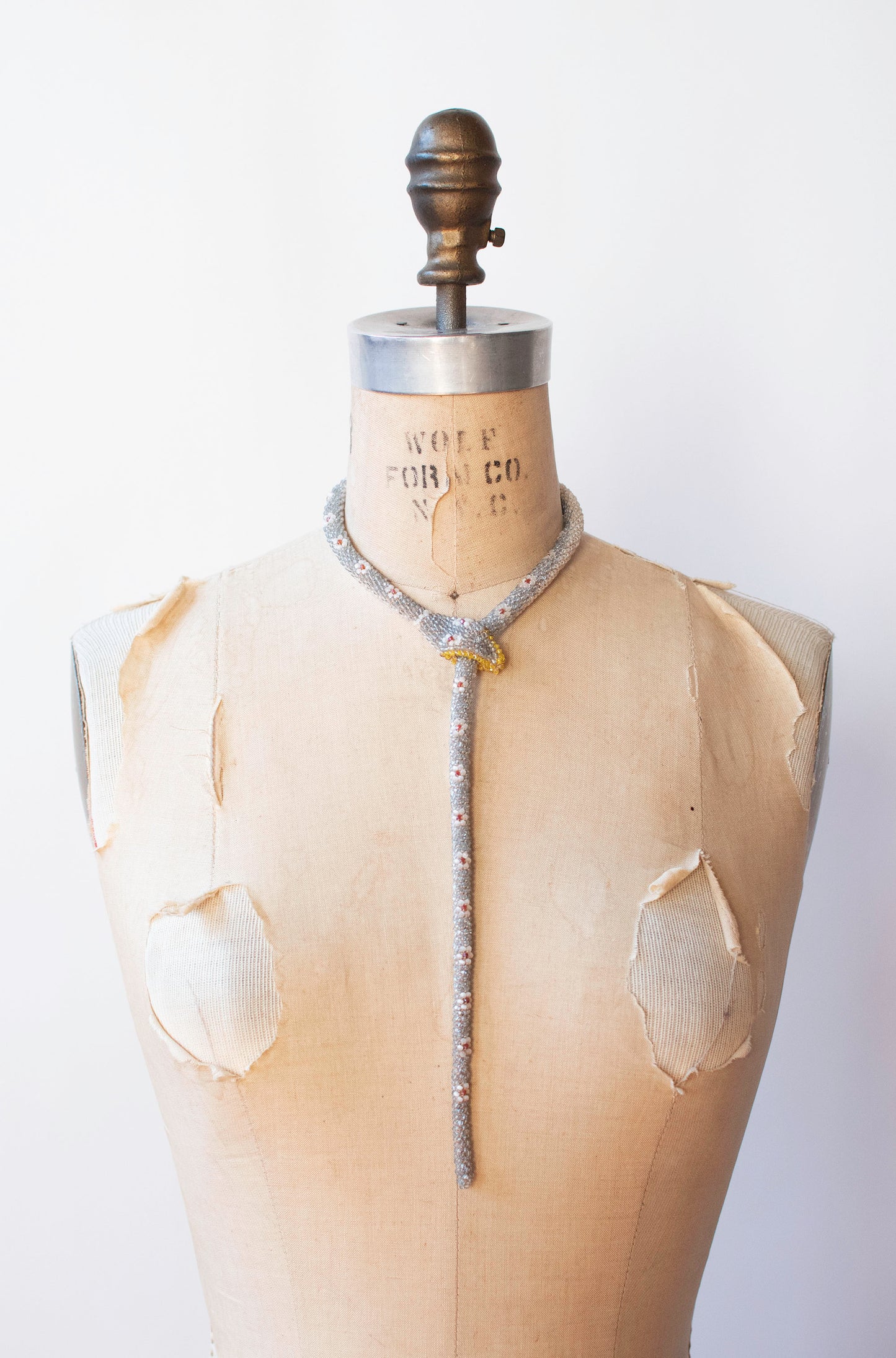 Bead Crochet Snake Necklace | Pale Blue Flower