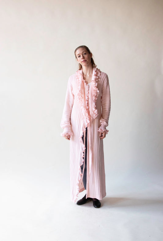 1980s Pink Knit Duster | Liseuses Poggi