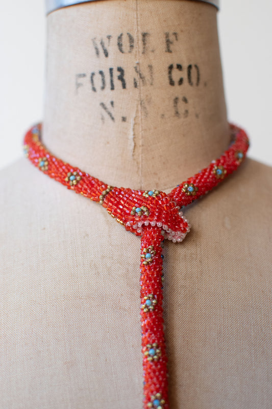 Bead Crochet Snake | Tomato Red