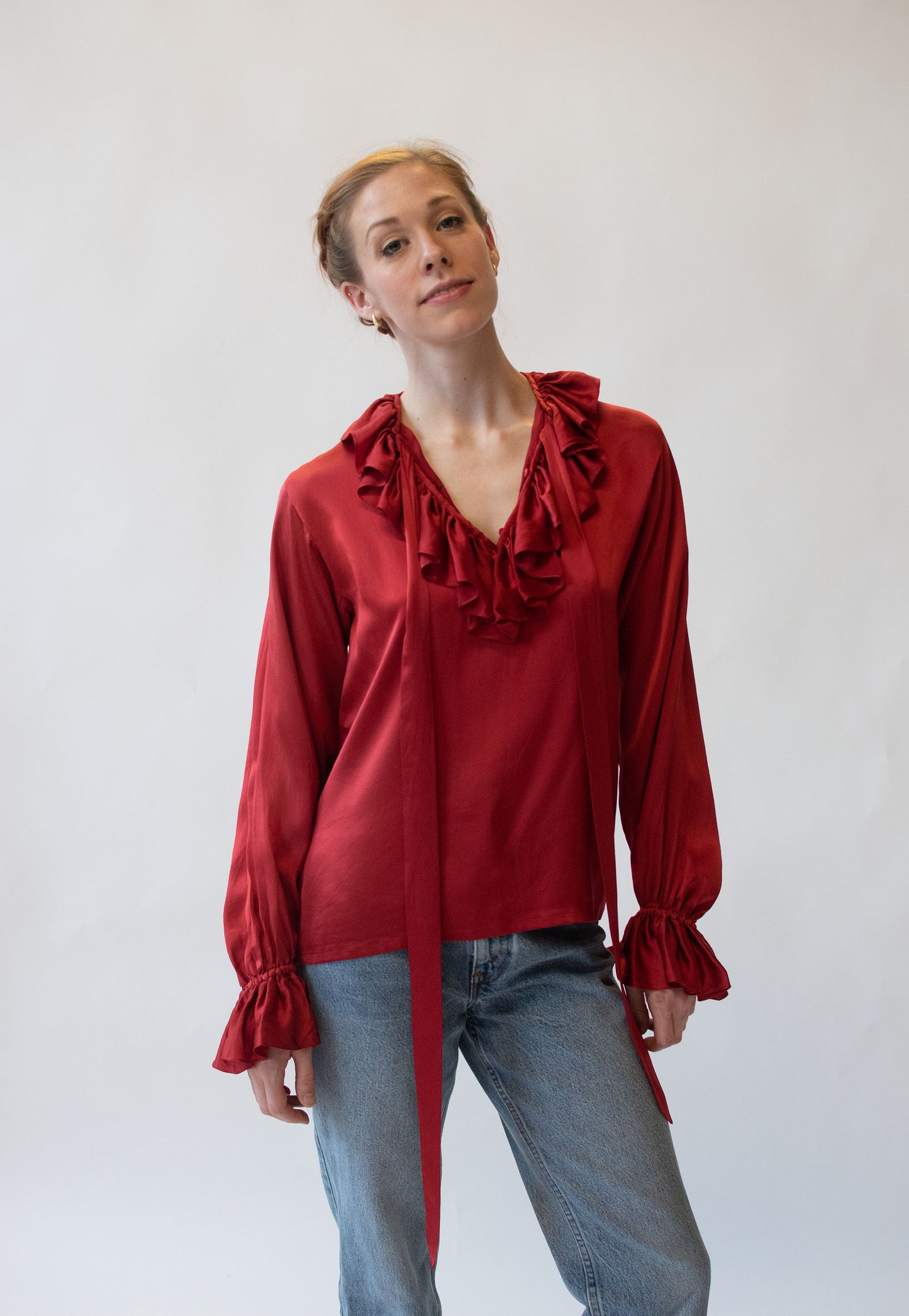 Red Silk Shirt | Yves Saint Laurent Rive Gauche